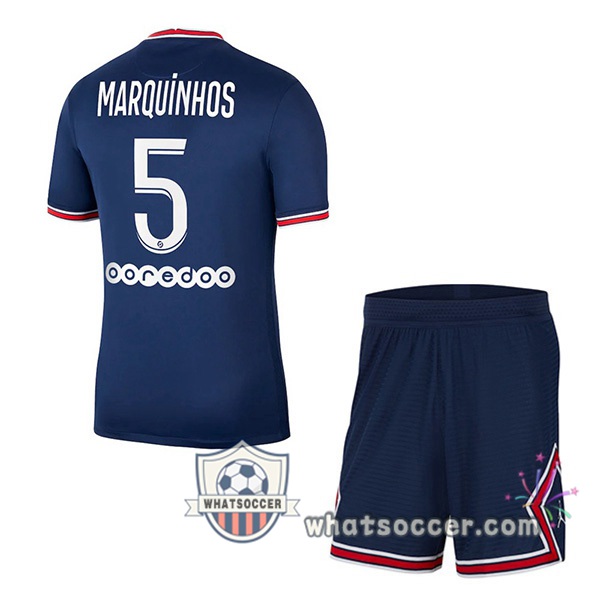 Jordan Paris PSG (Marquinhos 5) Kids Home Soccer Jerseys 2021-2022