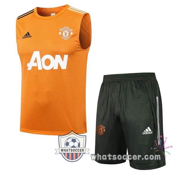 Manchester United Soccer Vest + Shorts Orange 2021-2022