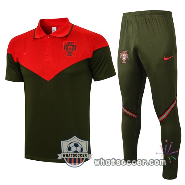 Training Polo Portugal + Pants Red Green 2021-2022
