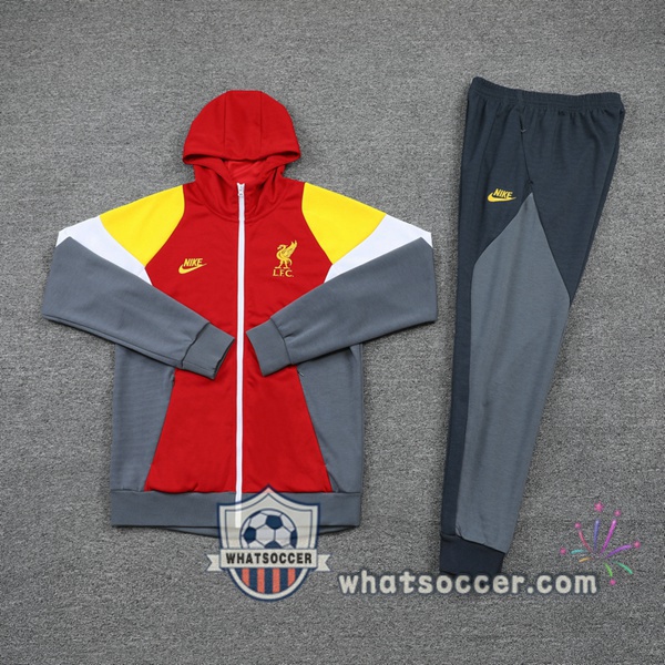 FC Liverpool Red White Yellow Hooded Jacket 2021-2022