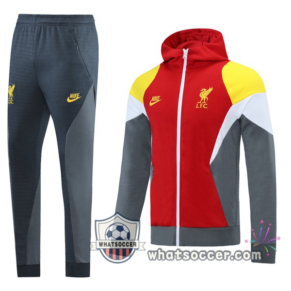FC Liverpool Red White Yellow Hooded Jacket 2021-2022