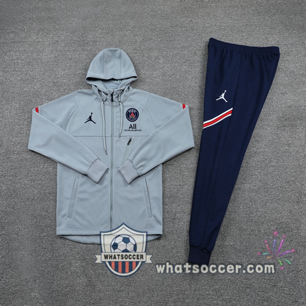 JORDAN Paris PSG Gray Hooded Jacket 2021-2022