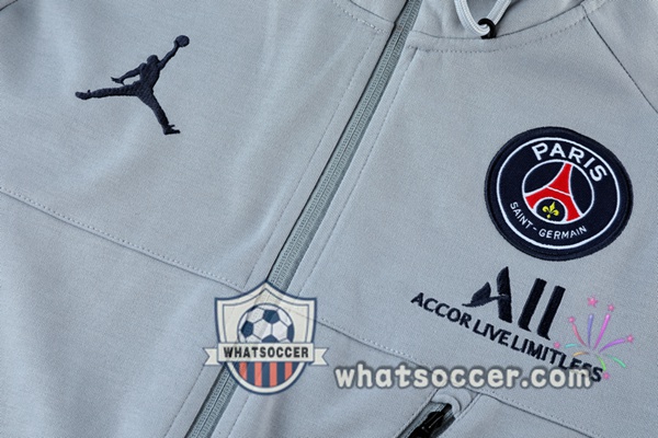 JORDAN Paris PSG Gray Hooded Jacket 2021-2022