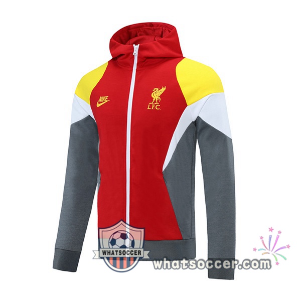FC Liverpool Red White Yellow Hooded Jacket 2021-2022