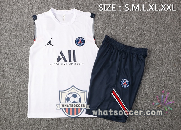 Paris PSG Soccer Vest + Shorts White 2021-2022