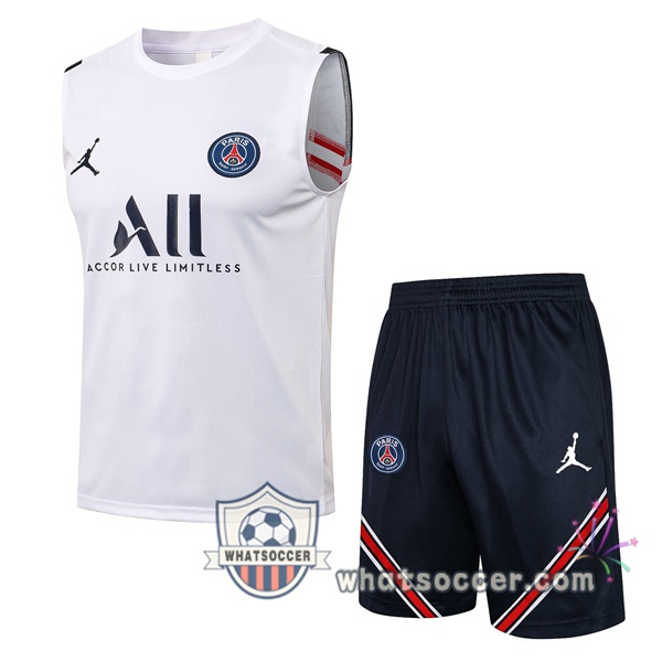 Paris PSG Soccer Vest + Shorts White 2021-2022