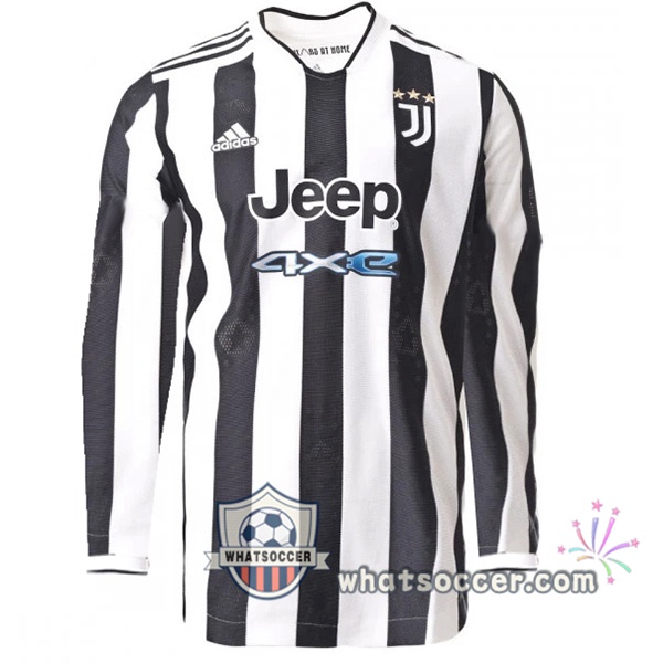 Juventus Home Soccer Jerseys Long Sleeve White Black 2021-2022
