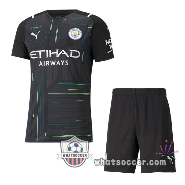 Manchester City Kids Goalkeeper Soccer Jerseys Black 2021-2022