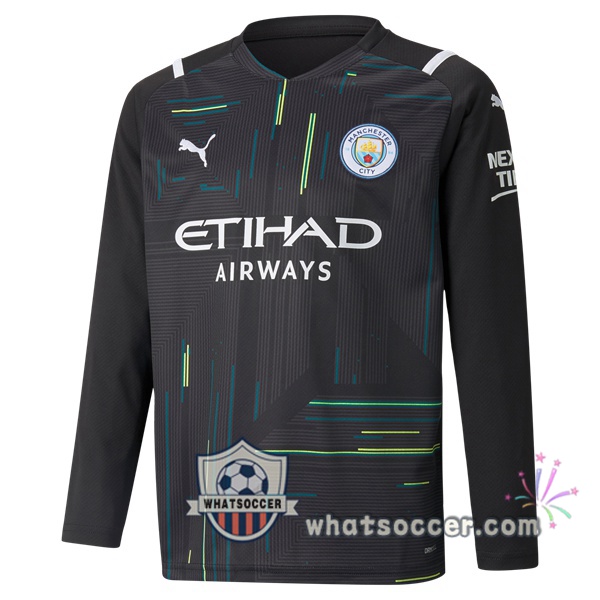 Manchester City Goalkeeper Soccer Jerseys Long Sleeve Black 2021-2022