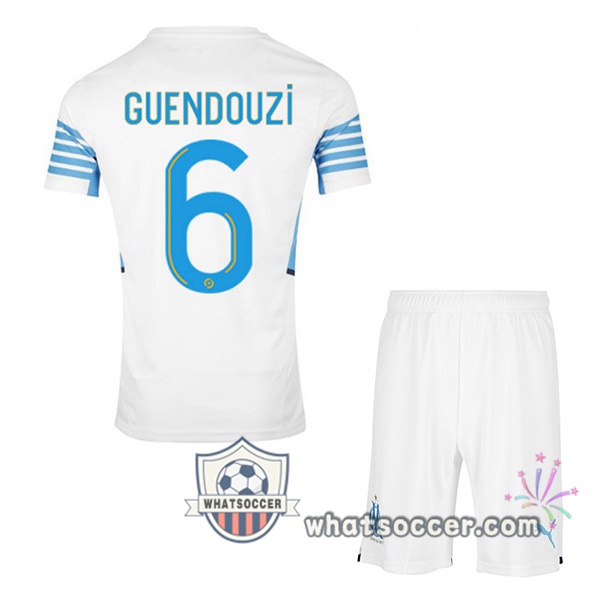 Marseille OM (GUENDOUZI 6) Kids Home Soccer Jerseys 2021-2022