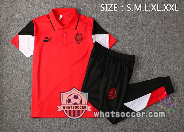 Training Polo AC Milan + Pants Red 2021-2022
