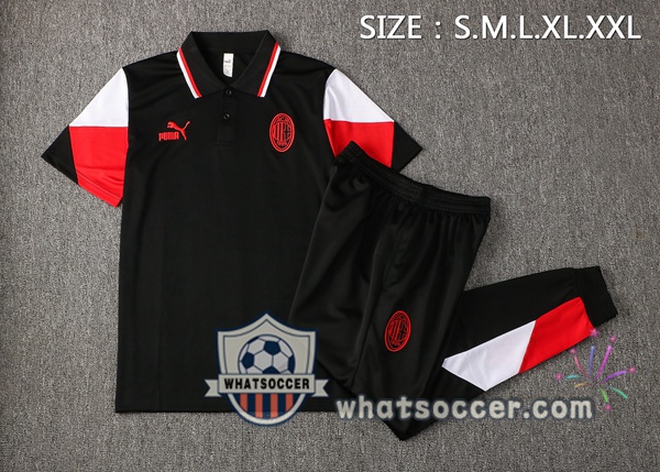 Training Polo AC Milan + Pants Black 2021-2022