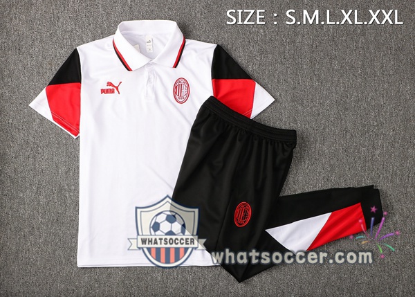 Training Polo AC Milan + Pants White 2021-2022