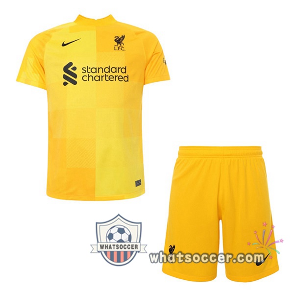 FC Liverpool Kids Goalkeeper Soccer Jerseys Yellow 2021-2022