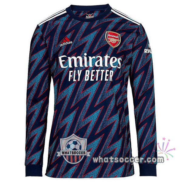 Arsenal Third Soccer Jerseys Long Sleeve Blue 2021-2022