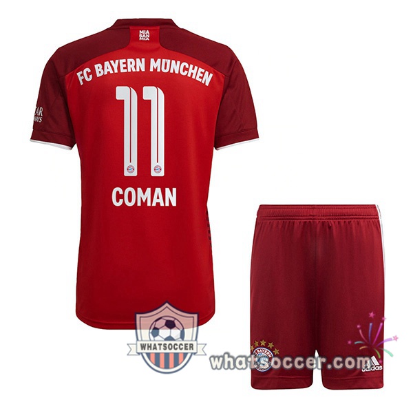 Bayern Munich (Coman 11) Kids Home Soccer Jerseys 2021-2022