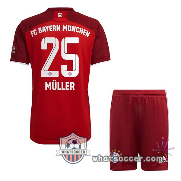 Bayern Munich (Müller 25) Kids Home Soccer Jerseys 2021-2022