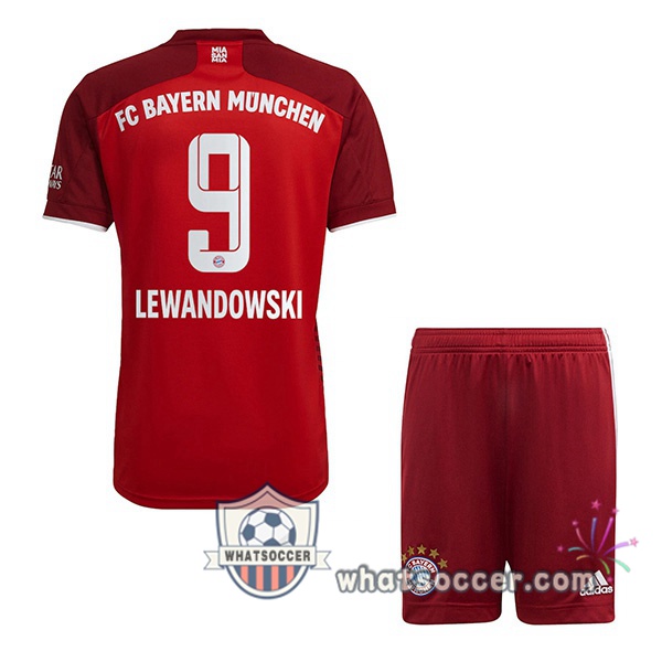 Bayern Munich (Lewandowski 9) Kids Home Soccer Jerseys 2021-2022