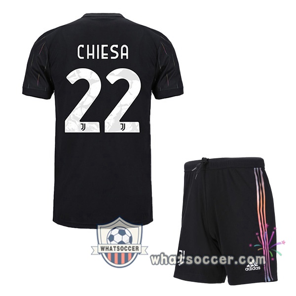 Juventus (CHIESA 22) Kids Away Soccer Jerseys 2021-2022