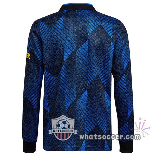 Manchester United Third Soccer Jerseys Long Sleeve Blue 2021-2022