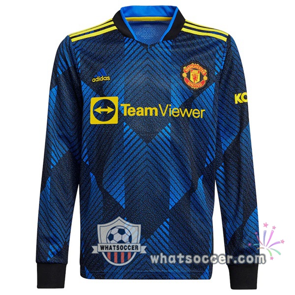 Manchester United Third Soccer Jerseys Long Sleeve Blue 2021-2022