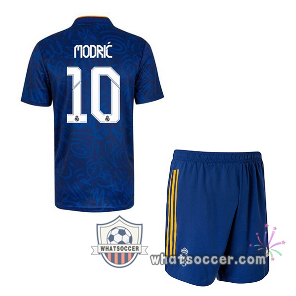 Real Madrid (Modrić 10) Kids Away Soccer Jerseys 2021-2022