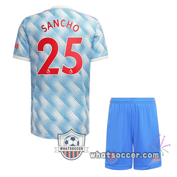Manchester United (Sancho 25) Kids Away Soccer Jerseys 2021-2022