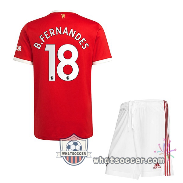 Manchester United (B.Fernandes 18) Kids Home Soccer Jerseys 2021-2022