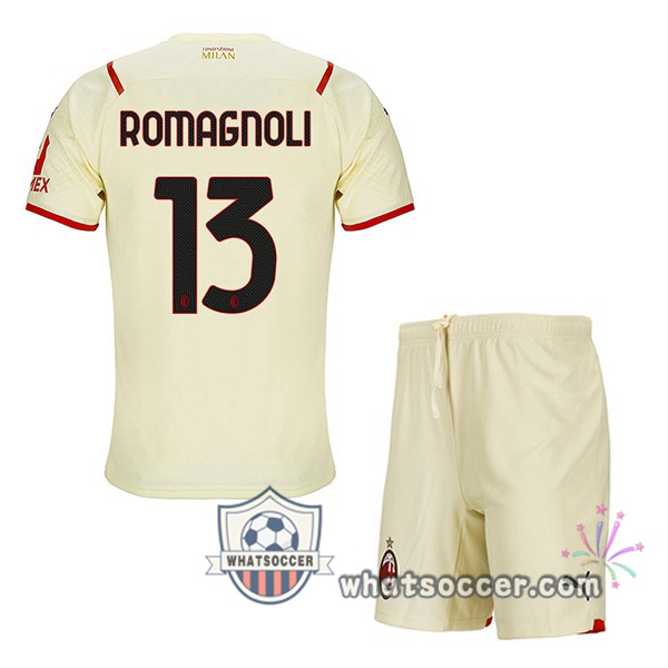 AC Milan (ROMAGNOLI 13) Kids Away Soccer Jerseys 2021-2022