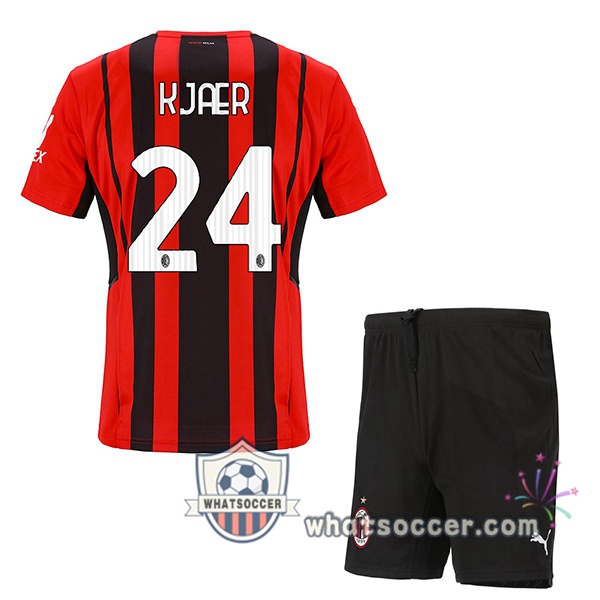 AC Milan (KJÆR 24) Kids Home Soccer Jerseys 2021-2022