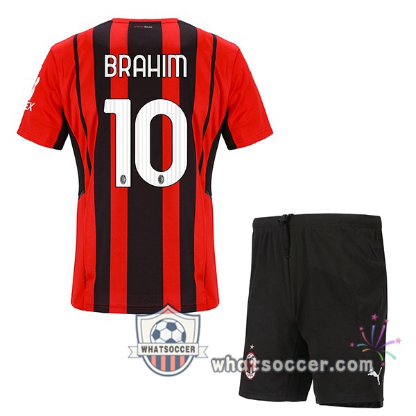 AC Milan (BRAHIM 10) Kids Home Soccer Jerseys 2021-2022