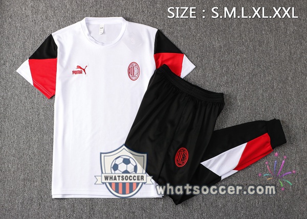 AC Milan Training T-Shirts + Pants White Red 2021-2022