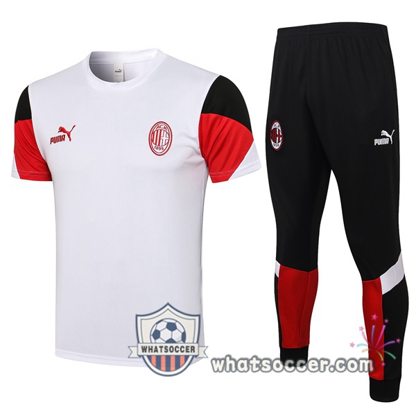 AC Milan Training T-Shirts + Pants White Red 2021-2022