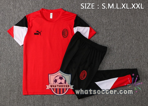 AC Milan Training T-Shirts + Pants Red White 2021-2022