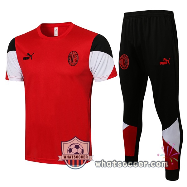 AC Milan Training T-Shirts + Pants Red White 2021-2022