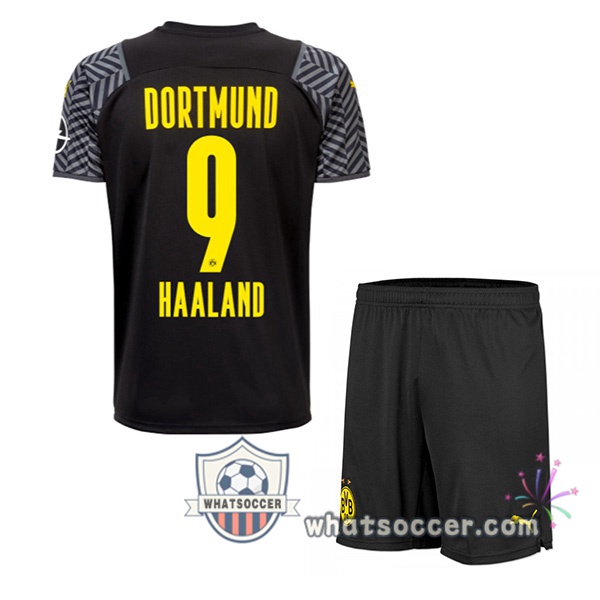 Dortmund BVB (Haaland 9) Kids Away Soccer Jerseys 2021-2022