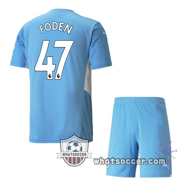Manchester City (FODEN 47) Kids Home Soccer Jerseys 2021-2022