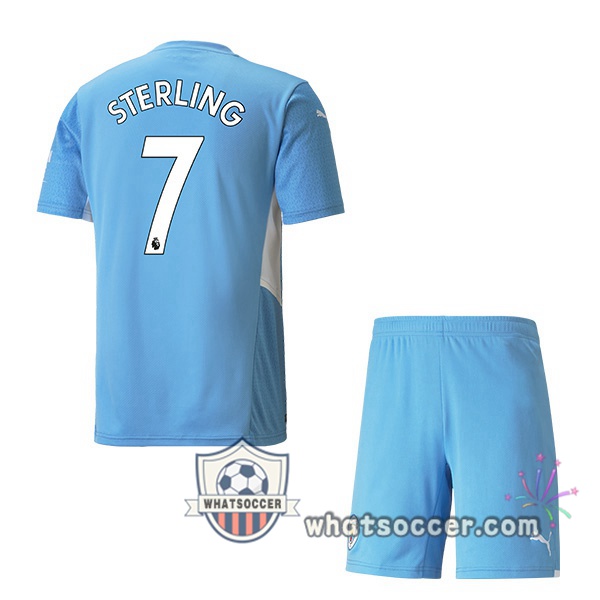 Manchester City (STERLING 7) Kids Home Soccer Jerseys 2021-2022