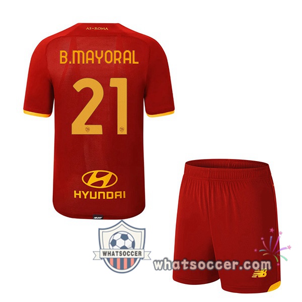 AS Roma (B.MAYORAL 21) Kids Home Soccer Jerseys 2021-2022