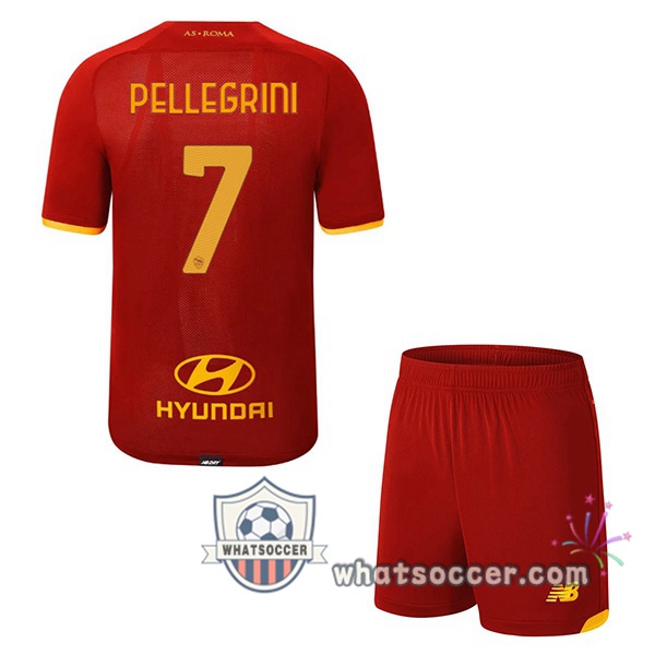 AS Roma (PELLEGRINI 7) Kids Home Soccer Jerseys 2021-2022