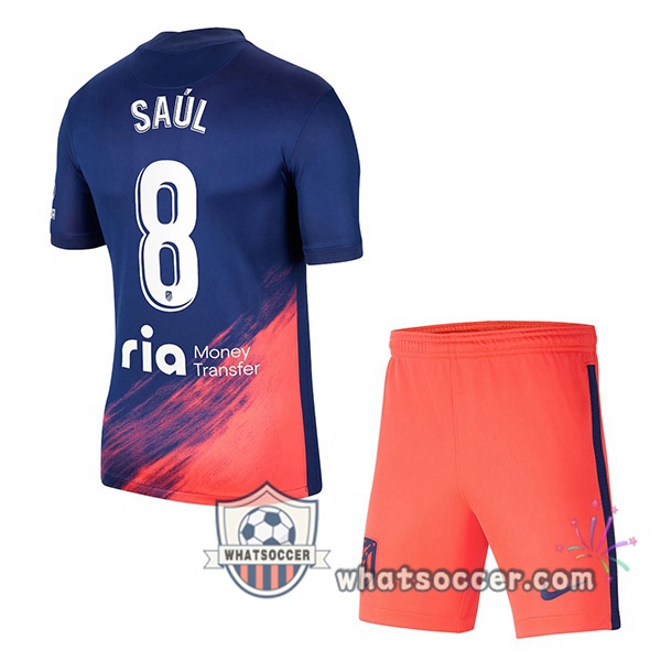 Atletico Madrid (Saúl 8) Kids Away Soccer Jerseys 2021-2022