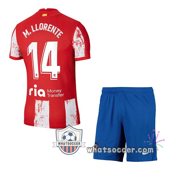 Atletico Madrid (M. Llorente 14) Kids Home Soccer Jerseys 2021-2022