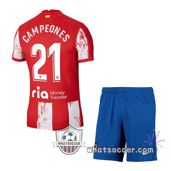 Atletico Madrid (Carrasco 21) Kids Home Soccer Jerseys 2021-2022