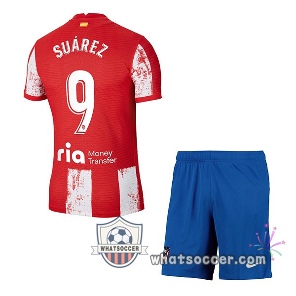 Atletico Madrid (Suárez 9) Kids Home Soccer Jerseys 2021-2022