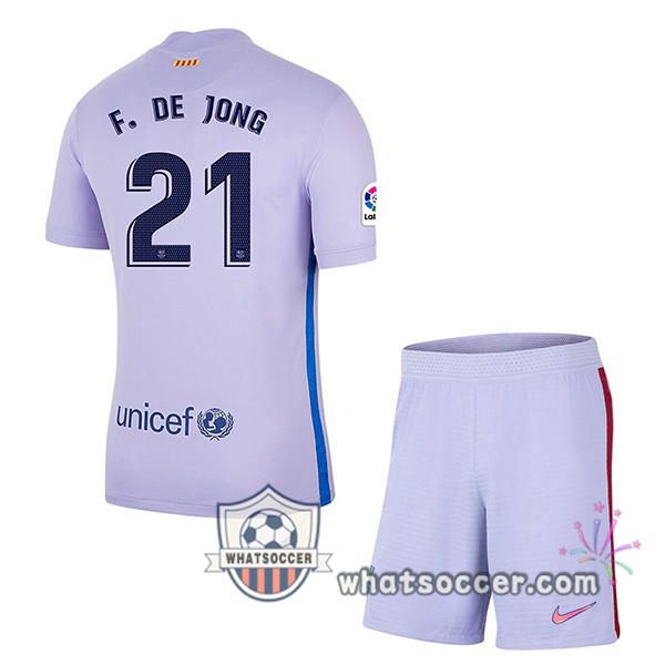 FC Barcelona (F. DE JONG 21) Kids Away Soccer Jerseys 2021-2022