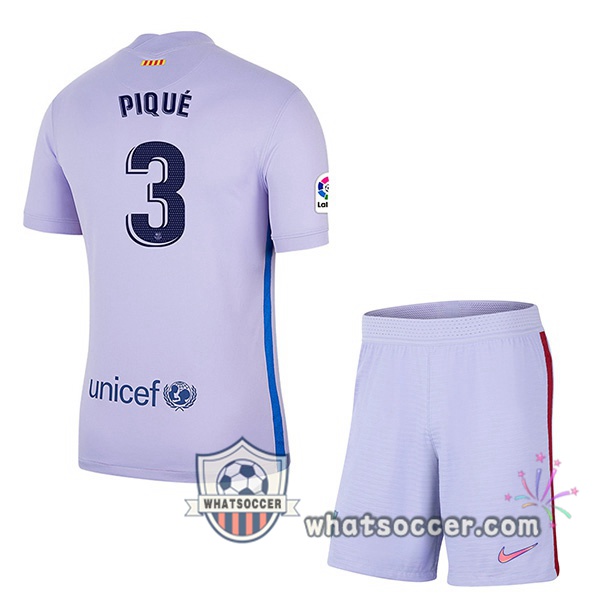 FC Barcelona (PIQUÉ 3) Kids Away Soccer Jerseys 2021-2022
