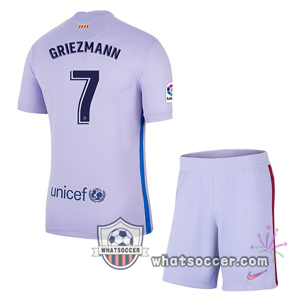 FC Barcelona (GRIEZMANN 7) Kids Away Soccer Jerseys 2021-2022