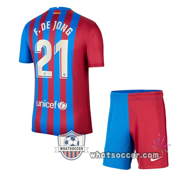 FC Barcelona (F. DE JONG 21) Kids Home Soccer Jerseys 2021-2022