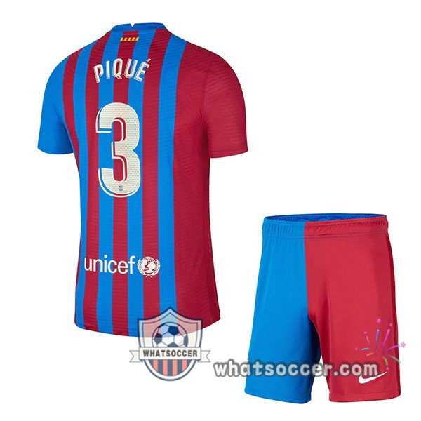 FC Barcelona (PIQUÉ 3) Kids Home Soccer Jerseys 2021-2022