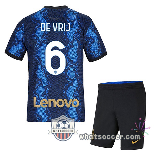 Inter Milan (DE VRIJ 6) Kids Home Soccer Jerseys 2021-2022